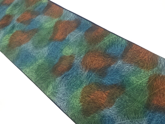 JAPANESE NAGOYA OBI / WOVEN ABSTRACT LEAVES